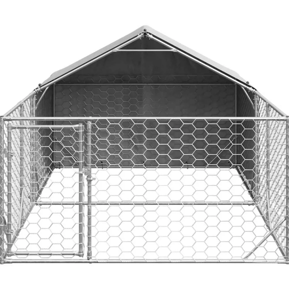 Articles Pour Animaux De Compagnie-vidaXL Niche d'extérieur pour chien enclos 4x2x1,5 m acier galvanisé