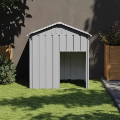 Articles Pour Animaux De Compagnie-vidaXL Niche pour chien avec toit acier galvanisé Gris clair