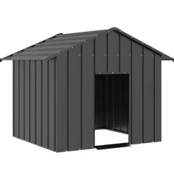 Articles Pour Animaux De Compagnie-vidaXL Niche pour chien avec toit noir 131x101x102 cm acier galvanisé Anthracite
