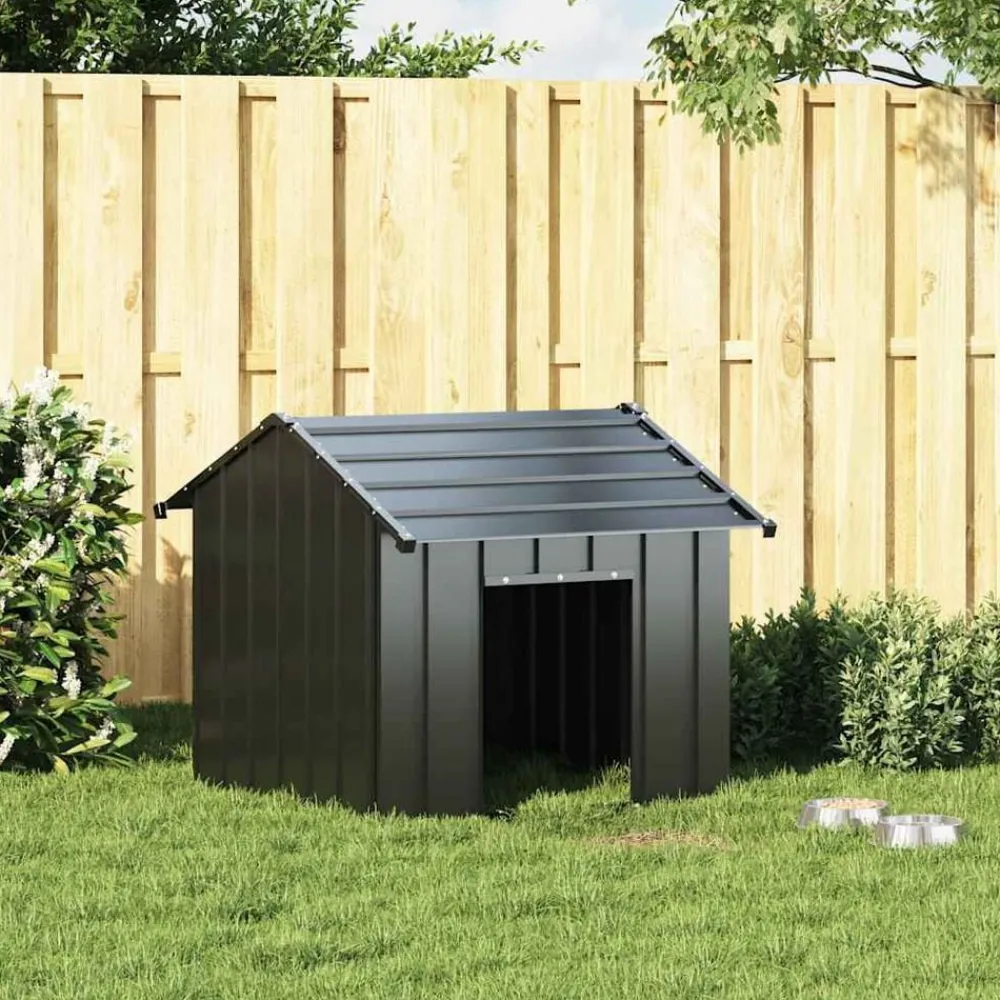 vidaXL Niche pour chien avec toit noir 85x107x81 cm acier galvanisé