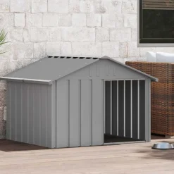 Articles Pour Animaux De Compagnie-vidaXL Niche pour chien 116,5x103x81,5 cm Acier galvanisé Gris