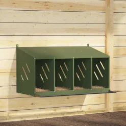 Articles Pour Animaux De Compagnie-vidaXL Nichoir à poules avec 4 compartiments métal Vert olive