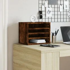 vidaXL Organisateur de bureau chêne fumé 36x26x29,5 cm