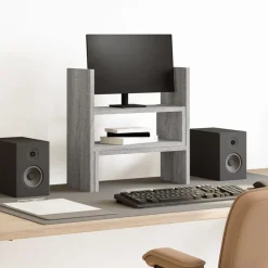 Appareils Électroniques-vidaXL Organisateur de bureau réglable bois d'ingénierie Sonoma gris