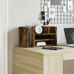 Fournitures De Bureau-vidaXL Organisateur de bureau chêne fumé 44,5x24x25 cm bois ingénierie Ch&ecirc;ne fumé