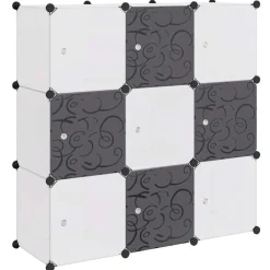 vidaXL Organisateur de rangement cube avec 9 compartiments Noir/Blanc