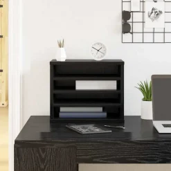 vidaXL Organiseur de bureau Chêne noir 36 x 26 x 29,5 cm