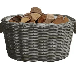 vidaXL Panier à bois de chauffage avec poignées 59x42x28 cm Gris Saule