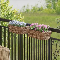 Décorations-vidaXL Panier à jardinière suspendu 2 pcs 48 x 22 x 15 cm Marron