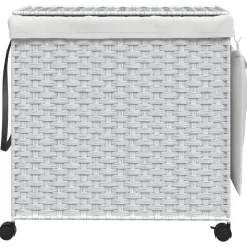 Produits Ménagers-vidaXL Panier à linge avec roulettes 60x35x60,5cm résine tressée Blanc