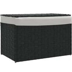Produits Ménagers-vidaXL Panier à linge avec couvercle 55,5x35x34 cm résine tressée Noir