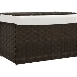 vidaXL Panier à linge avec couvercle résine tressée