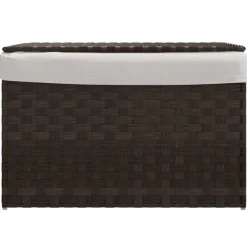 vidaXL Panier à linge avec couvercle résine tressée