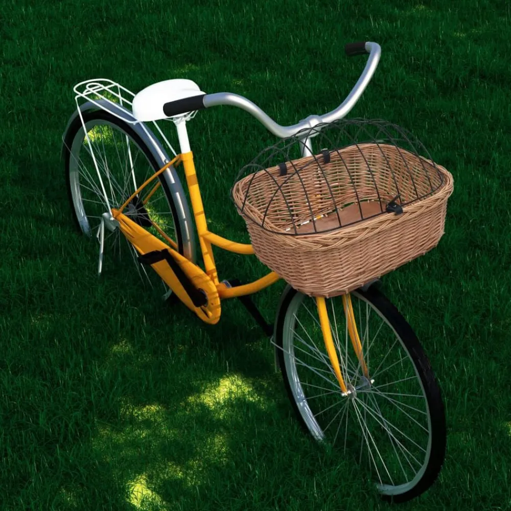 vidaXL Panier avant de vélo avec couvercle 50x45x35 cm Saule naturel