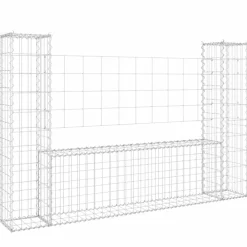vidaXL Panier de gabion en forme de U avec 2 poteaux Fer 140x20x100 cm