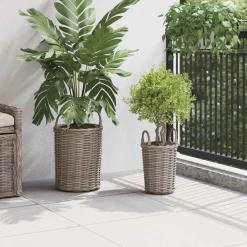 vidaXL Panier de Plante avec stockage 2 pcs Rattan Kubu