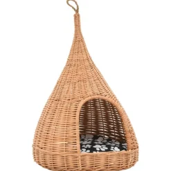 Articles Pour Animaux De Compagnie-vidaXL Panier pour chats avec coussin 40x60 cm Saule Naturel