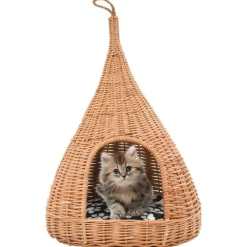 Articles Pour Animaux De Compagnie-vidaXL Panier pour chats avec coussin 40x60 cm Saule Naturel