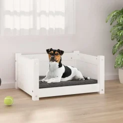 Articles Pour Animaux De Compagnie-vidaXL Panier pour chien 55,5 x 45,5 x 28 cm Bois de pin massif Blanc