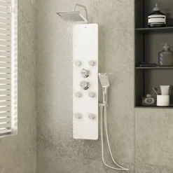Plomberie-vidaXL Panneau de douche Verre 25x47,5x130 cm Blanc