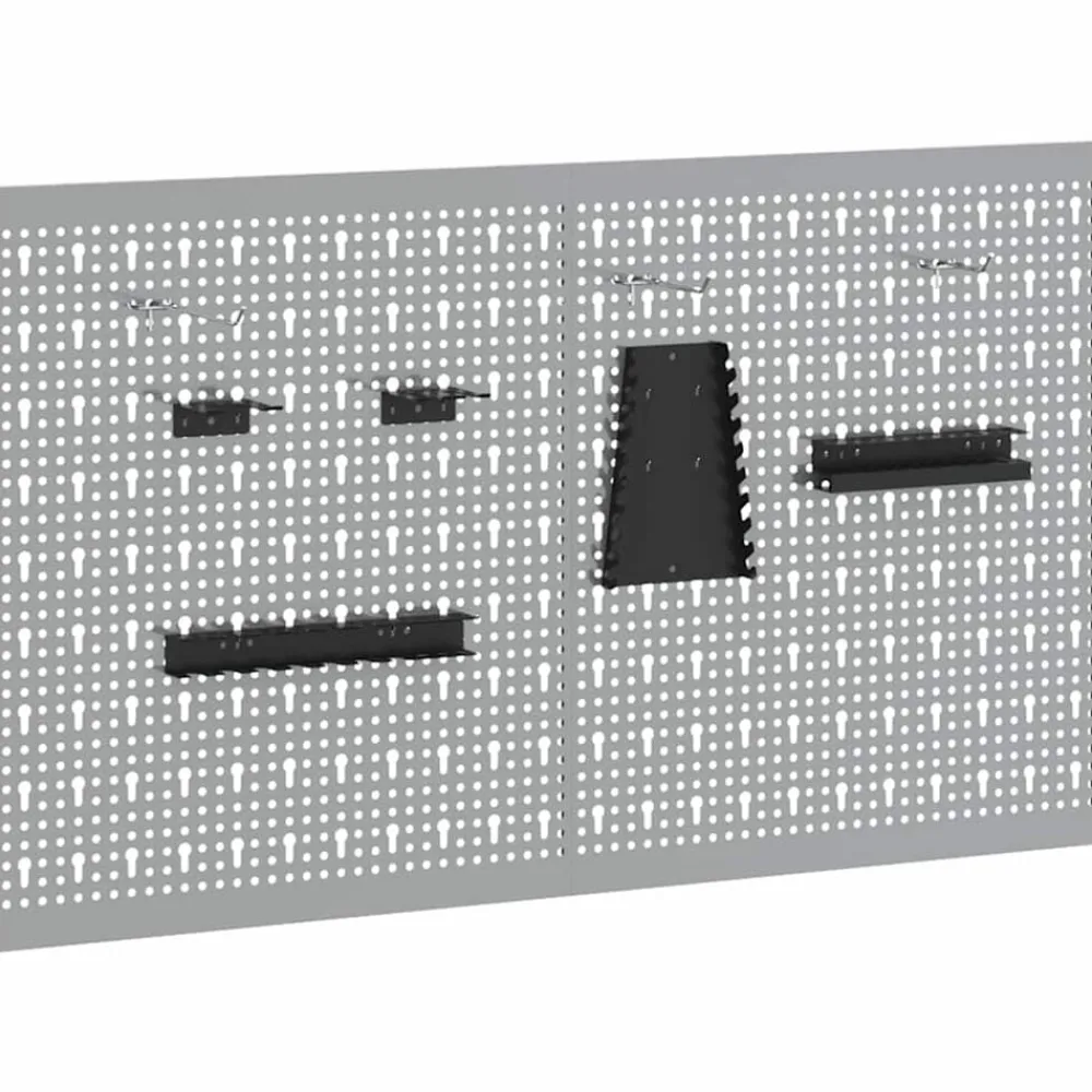 vidaXL Panneau mural à outils 2 pcs Gris 100 x 1 x 60 cm