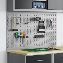 vidaXL Panneau mural à outils 2 pcs Gris 100 x 1 x 60 cm