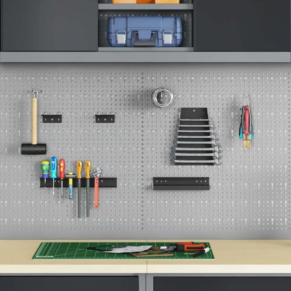 vidaXL Panneau mural à outils 2 pcs Gris 100 x 1 x 60 cm