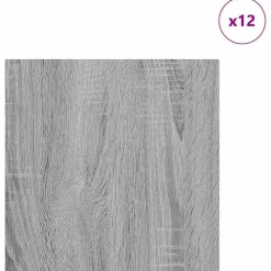 Arts & Loisirs-vidaXL Panneaux décoratifs 12 pcs Gris Sonoma 30 x 30 x 0,27 cm Sonoma gris
