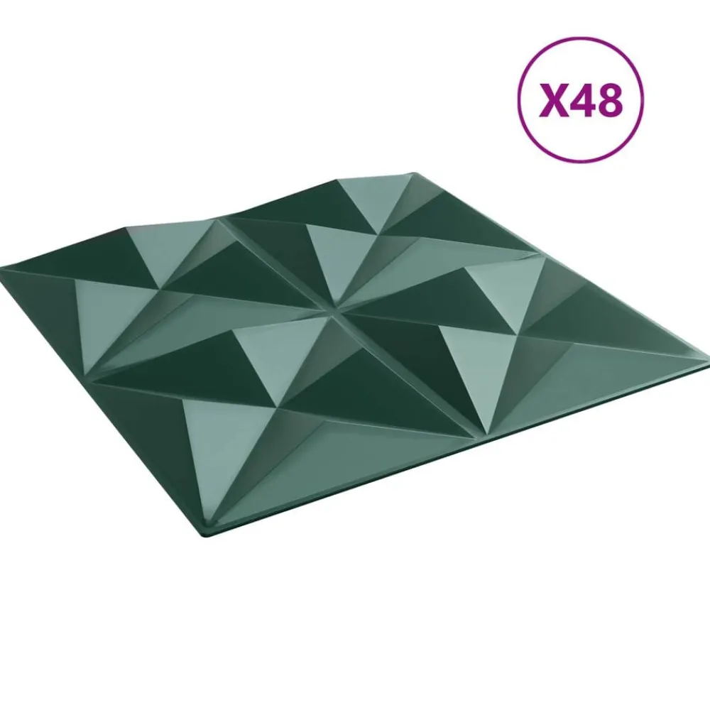 vidaXL Panneaux muraux 48 pcs Vert Origami 50 x 50 cm Mousse XPS