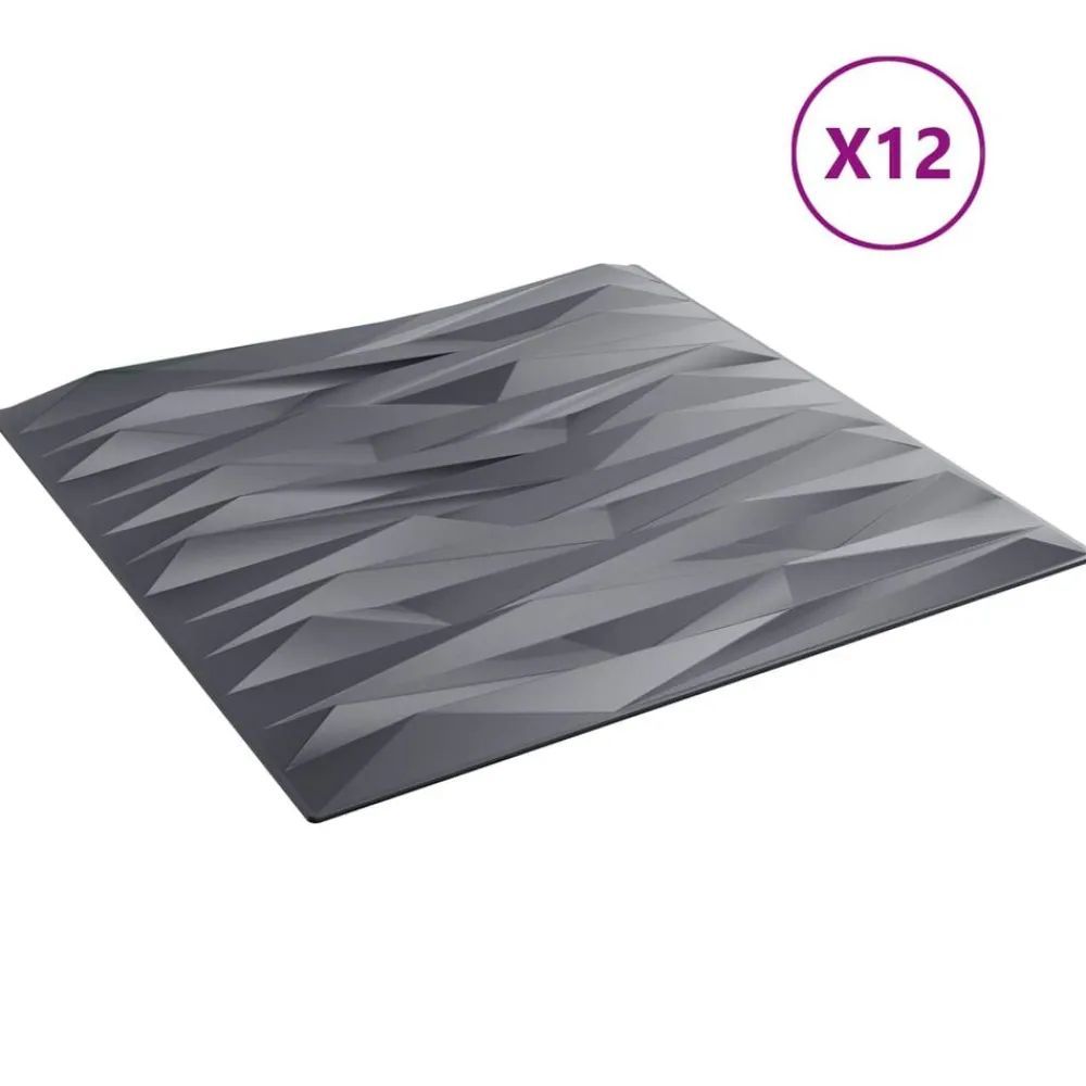Matériaux De Construction-vidaXL Panneaux muraux 12 pcs 50 x 50 cm Mousse XPS Gris Pierre
