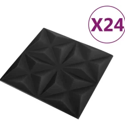 vidaXL Panneaux muraux 24 pcs Origami Noir 50 x 50 cm Mousse XPS