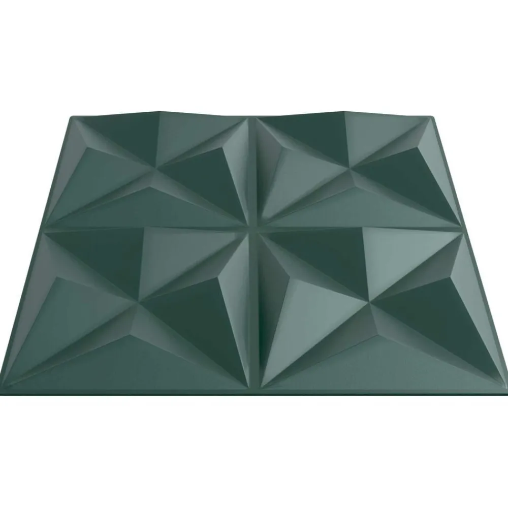 vidaXL Panneaux muraux 12 pcs Vert Origami 50 x 50 cm Mousse XPS