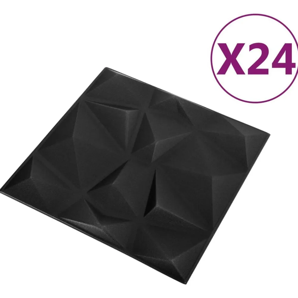 Matériaux De Construction-vidaXL Panneaux muraux 24 pcs 50 x 50 cm Mousse XPS Noir diamant