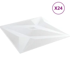 vidaXL Panneaux muraux 24 pcs Étoile Blanche 50 x 50 cm Mousse XPS