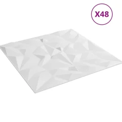 Matériaux De Construction-vidaXL Panneaux muraux 48 pcs 50 x 50 cm Mousse XPS Blanc