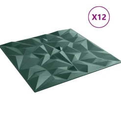 vidaXL Panneaux muraux 12 pcs Vert Améthyste 50 x 50 cm Mousse XPS