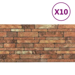 Matériaux De Construction-vidaXL Panneaux muraux 10 pcs 100 x 50 cm Mousse EPS Marron et blanc