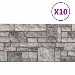 Matériaux De Construction-vidaXL Panneaux muraux 10 pcs 100 x 50 cm Mousse EPS Gris et blanc