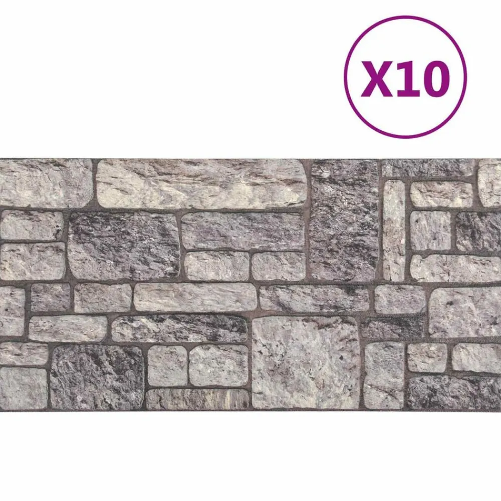 Matériaux De Construction-vidaXL Panneaux muraux 10 pcs 100 x 50 cm Mousse EPS Gris et blanc
