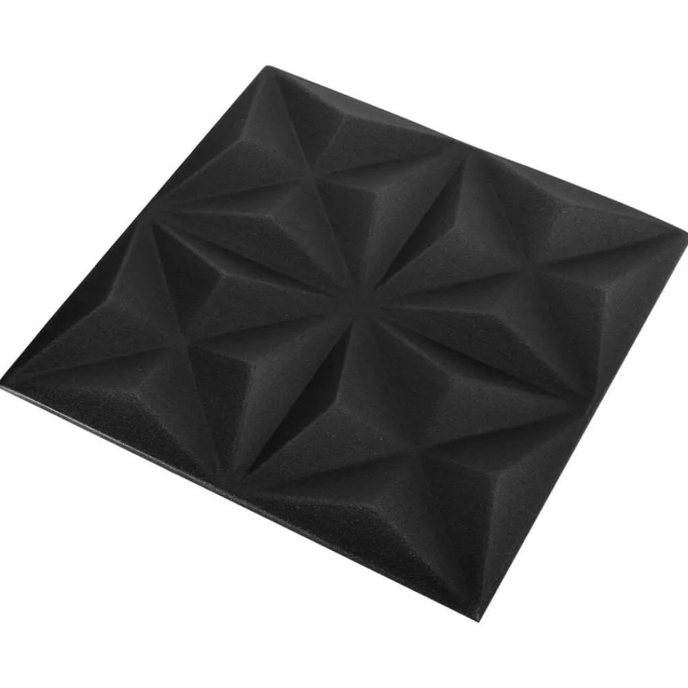 vidaXL Panneaux muraux 48 pcs Origami Noir 50 x 50 cm Mousse XPS