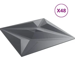vidaXL Panneaux muraux Étoile 48 pcs Gris Étoile 50 x 50 cm Mousse XPS