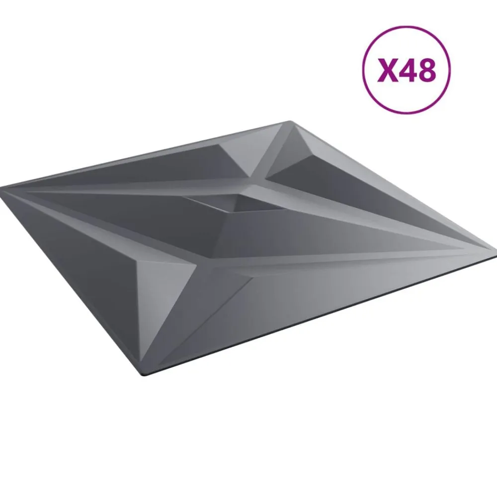 vidaXL Panneaux muraux Étoile 48 pcs Gris Étoile 50 x 50 cm Mousse XPS