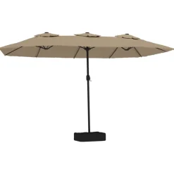 Pelouses & Jardins-vidaXL Parasol à double tête 449x265 cm Taupe