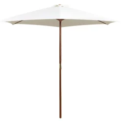 Pelouses & Jardins-vidaXL Parasol avec poteau en bois 270 x 270 cm Blanc crème Cr&egrave;me