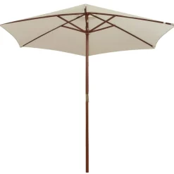Pelouses & Jardins-vidaXL Parasol avec poteau en bois 270 x 270 cm Blanc crème Cr&egrave;me