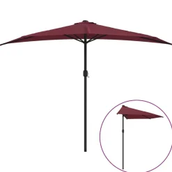vidaXL Parasol de balcon mât en aluminium Bordeaux 300x155x223 cm Demi