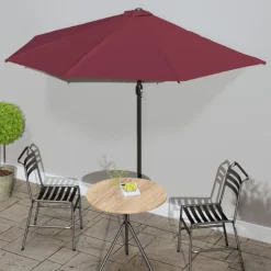 vidaXL Parasol de balcon mât en aluminium Bordeaux 300x155x223 cm Demi