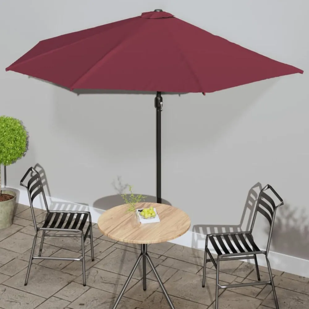 vidaXL Parasol de balcon mât en aluminium Bordeaux 300x155x223 cm Demi