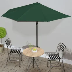 vidaXL Parasol de balcon avec mât en aluminium Vert 300x155 cm Demi