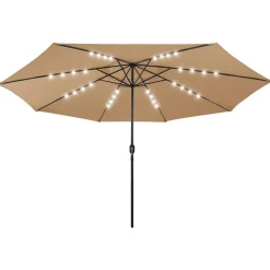 Pelouses & Jardins-vidaXL Parasol de jardin avec lumières LED et mât en métal 400cm Taupe